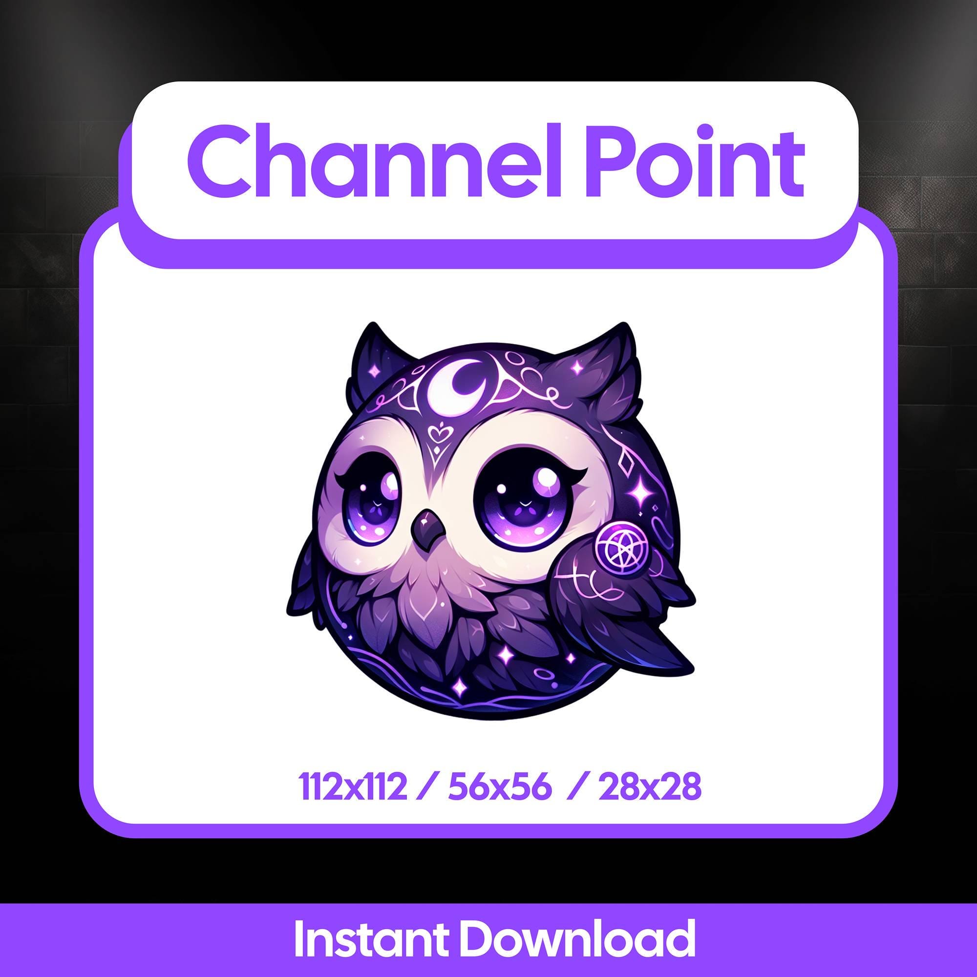 Mystic Night Owl Chibi | Purple Kawaii Twitch Channel Point | Fantasy Stream Asset, Instant Download
