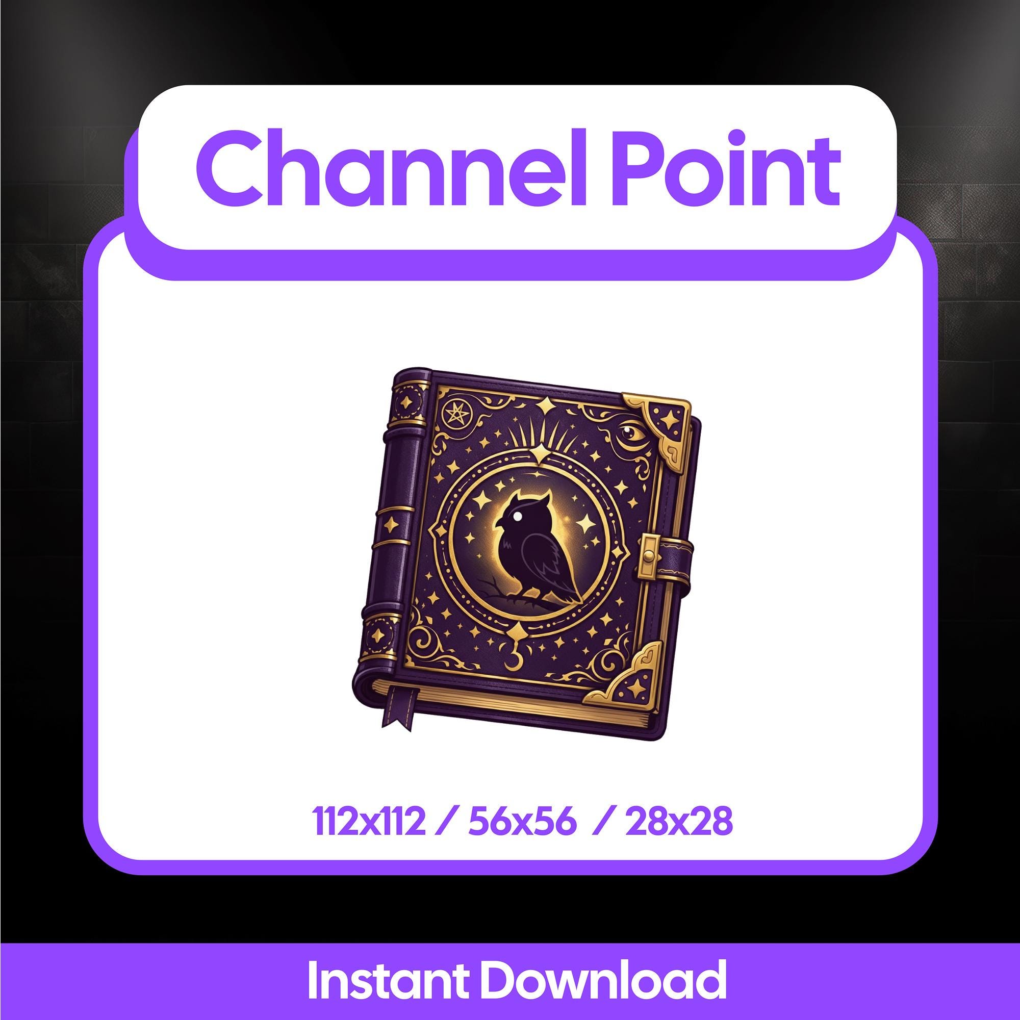 Owl Grimoire Channel Point Icon | Witchy Book Reward for Twitch | Mystic Fantasy Stream Asset