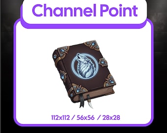 Wolf Spellbook Twitch Channel Point Icon, Fantasy Blue Grimoire Emote for Streamers, Instant Download