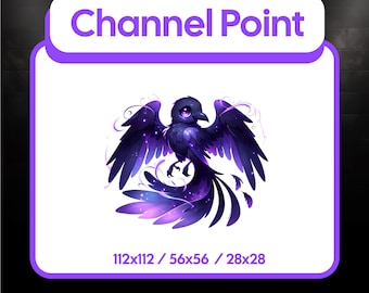 Dark Magic Raven Channel Point Icon – Witchy Fantasy Twitch Reward PNG, Stream Asssets