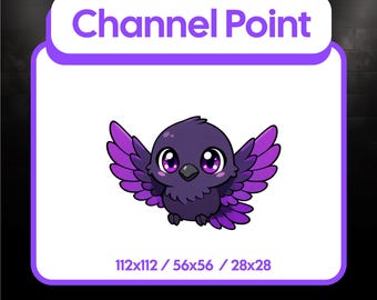 Kawaii Purple Raven Twitch Icon | Chibi Crow Emote (Instant Download)