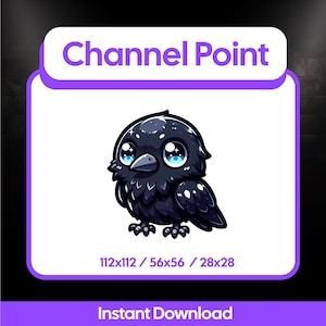 Puntos de canal de Chibi Crow - Emote Kawaii Black Raven para Twitch, Discord y YouTube