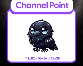 Chibi Crow Channel Points - Kawaii Black Raven Emote for Twitch, Discord, and YouTube