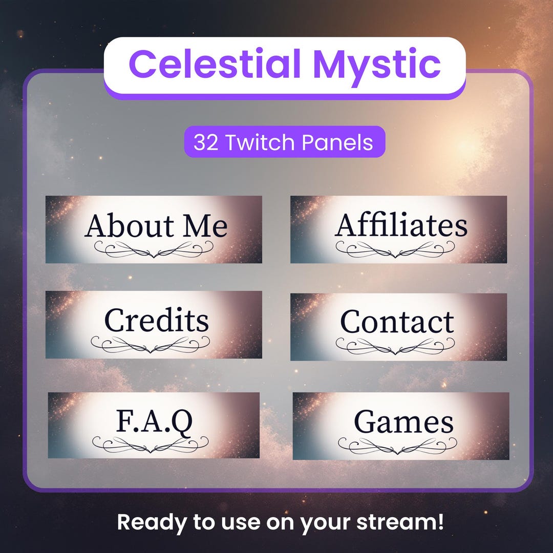 Celestial Mystic Twitch Panel Pack | 32 Custom Panels for Your Stream ...
