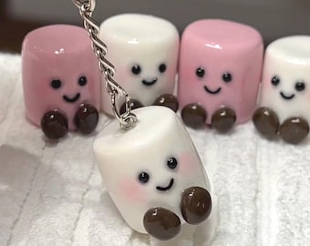 Handmade Clay Marshmallow Keychain or Figurine
