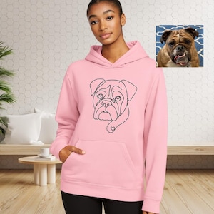 Embroidered Pet Portrait Hoodie: Custom Line Art Dog or Cat Gift