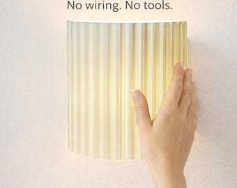 Rechargeable Wireless Sconce: RGB Dimmable, Ribbed Wall Lamp