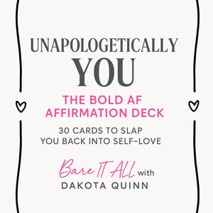Baraja de afirmaciones imprimible Bold AF / 30 tarjetas de amor propio para la confianza, la positividad corporal y el trabajo con la sombra (descarga digital)