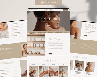 Squarespace Beauty Salon & Esthetician Website – Spa  Facialist Website Design – High-End 10+ Page Template