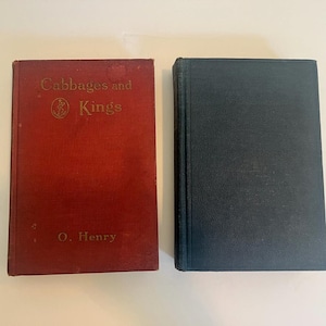 Lot of 2 Vintage O. Henry Books The Four Million 1927 & Cabbages and Kings 1906 Short Story Classics Library Decor Red Blue Antique Books