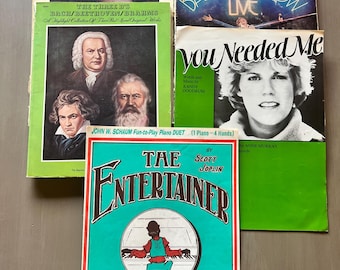 Lote de partituras de los años 70 Lo mejor de Neil Sedaka Barry Manilow En vivo Anne Murray You Needed Me Entertainer Duet Scott Joplin Años setenta