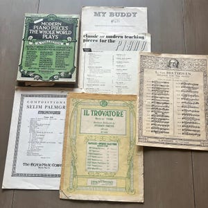 Antique Piano Sheet Music Lot 1909–1923 – Beethoven Verdi Palmgren Teaching Pieces Classical Romantic Ephemera Schirmer Appleton Musical