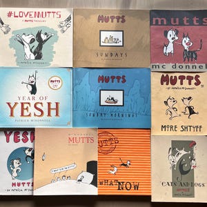Vintage Lot of 10 Mutts Book McDonnell What Now Year of Yesh! Our Mutts Sundays Mornings Treasury #LoveMutts Treasury Cats & Dogs Kitty