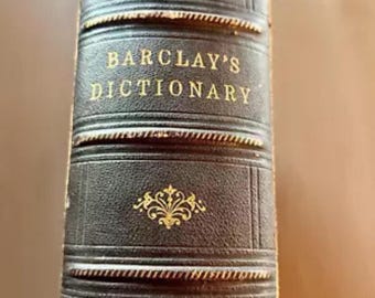 Barclay’s English Dictionary Historical Gazetteer | Rebound in 1882 | Antique Leather-Bound Book Gilded Spine Reference Book