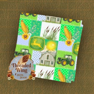 Seamless Design File, digital download, file, tractor, patchwork, country, crops