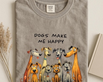 Comfort kleuren honden maken me blij Shirt, mensen niet zo veel T-shirt, shirt grappig hondenliefhebber, sarcastisch huisdier minnaar cadeau T-shirt, shirt anti-sociale honden
