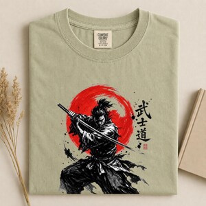 Comfort kleuren shirt samurai krijger, T-shirt Japanse samoerai, T-shirt Bushido, shirt Japanse kunst, T-shirt katana krijger, shirt Japan esthetiek afbeelding 8