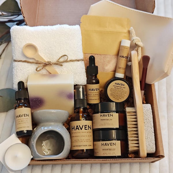 Caja de regalo de spa, set de regalo de autocuidado, regalo de spa hecho a mano, caja de regalo de relajación, set de regalo de mimos, cesta de regalo de bienestar, set de regalo de baño y cuerpo