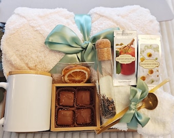 Gift Basket with Blanket, Sympathy Gift, Care Package for Friend, Comfort Gift Box, Sending Healing Vibes Gift Box, Sending Sunshine Gift