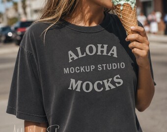 Pepper Comfort Colors 1717 Mockup: Coastal Icecream Setting (Instant Download)