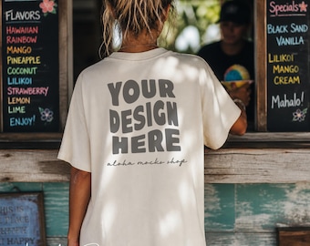 Ivory Comfort Colors 1717 Back Mockup: Coastal Beach Shave Ice Setting (Instant Download)