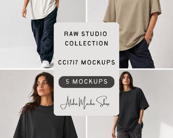 Comfort Colors 1717 Raw Studio Mockup Bundle - 5 Pack Cohesive Studio Vibe (JPG)