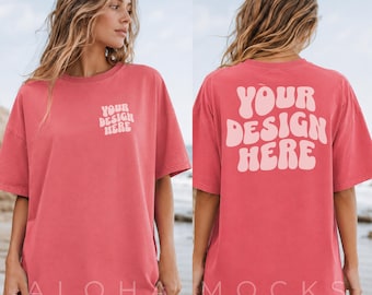 Watermelon Comfort Colors 1717 Tshirt Mockup 2-Pack - Front and Back Pack (JPG)