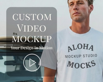 Custom T-Shirt Video Mockup – Comfort Colors 1717, Male Model Surf Setting (MP4)