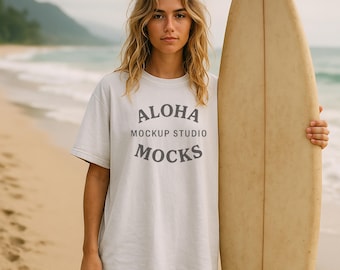 Maqueta de camisa blanca Comfort Colors 1717: Estilo de vida playero (Descarga digital)