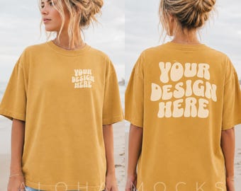 Mustard Comfort Colors 1717 Tshirt Mockup 2-Pack - Front and Back Pack (JPG)