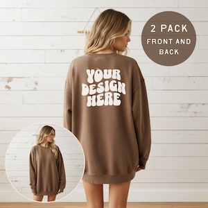 Espresso Comfort Colors 1466 Sweatshirt Mockup 2-Pack - Front and Back Pack (Digital Download)