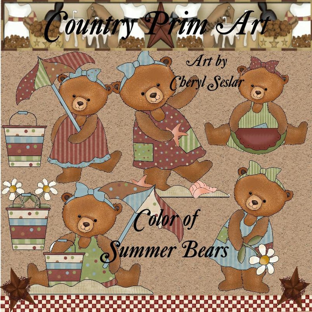 Digital Downloadcolor of Summer Bears Clipart by Cheryl Seslar - Etsy