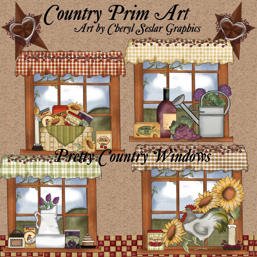 Digital Downloadpretty Country Windows Clipart by Cheryl Seslar - Etsy