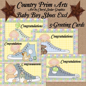 Chaussures bébé garçon Cartes de voeux exclusives par pays Prim Arts « Félicitations »