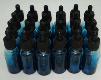 Case of 24 Essential Oils 1oz Faded Blue Glass Bottle Dropper 30ml