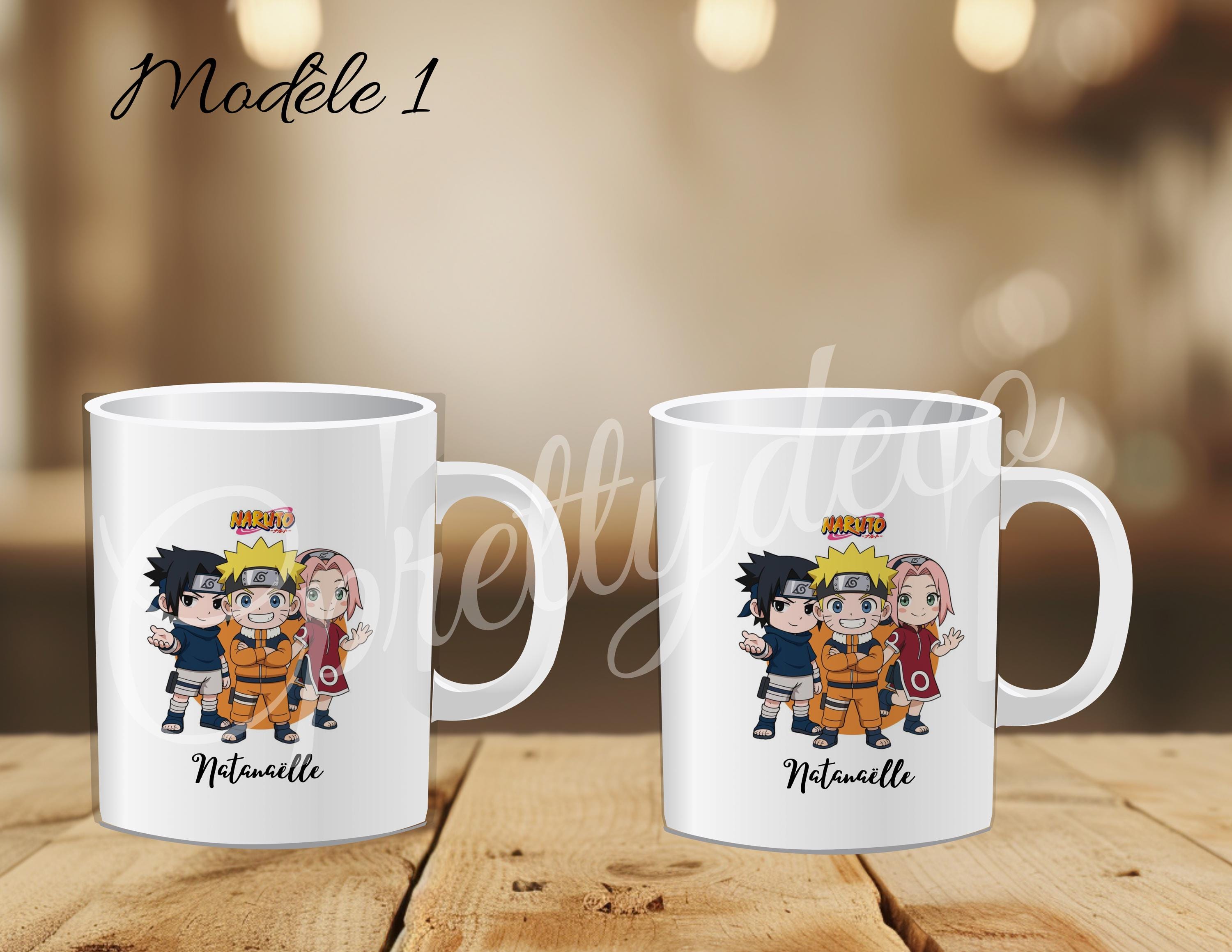 Mug Naruto Et Minato - Calligraphies Japonaises - Céramique Brillante 325ml - Neuf Avec Boîte