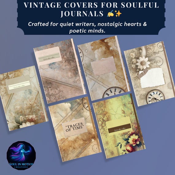 Vintage Journal Cover Set | Printable Notebook Covers (PDF & PNG)