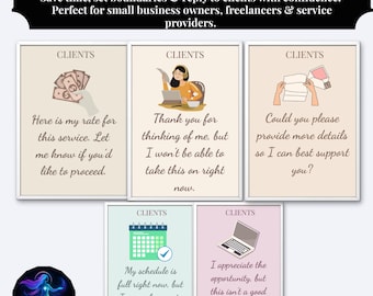 Kunden-Antwortkarten | Druckbare Business Antwortvorlagen | Professionelle Englisch und englischsprachige Schriften