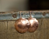 Copper Jewelry, Copper Disk Earrings, Harvest Moon, Hammered Jewelry