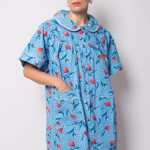 cotton house dress with pockets Loungees Womens Floral Pockets, Short Sleeve Muumuu Caftan, Square Neck Contrast Yoke Lounger XL while the below the knee length provides comfortable coverage COSUNIONY House Dresses for Women
