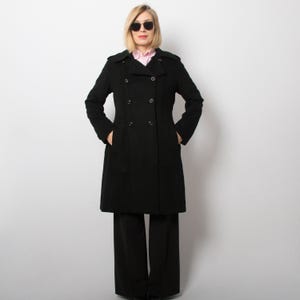ジャケット・アウター vintage cashmere double chester coat BLK Vintage 1960s Mens Mod Overcoat 100% Pure Cashmere Black Coat Size