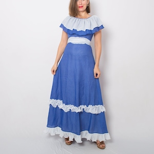 70s Emiliana Wendel Maxi Prairie Dress Romantic Western Dream Gunne Sax Style Size S
