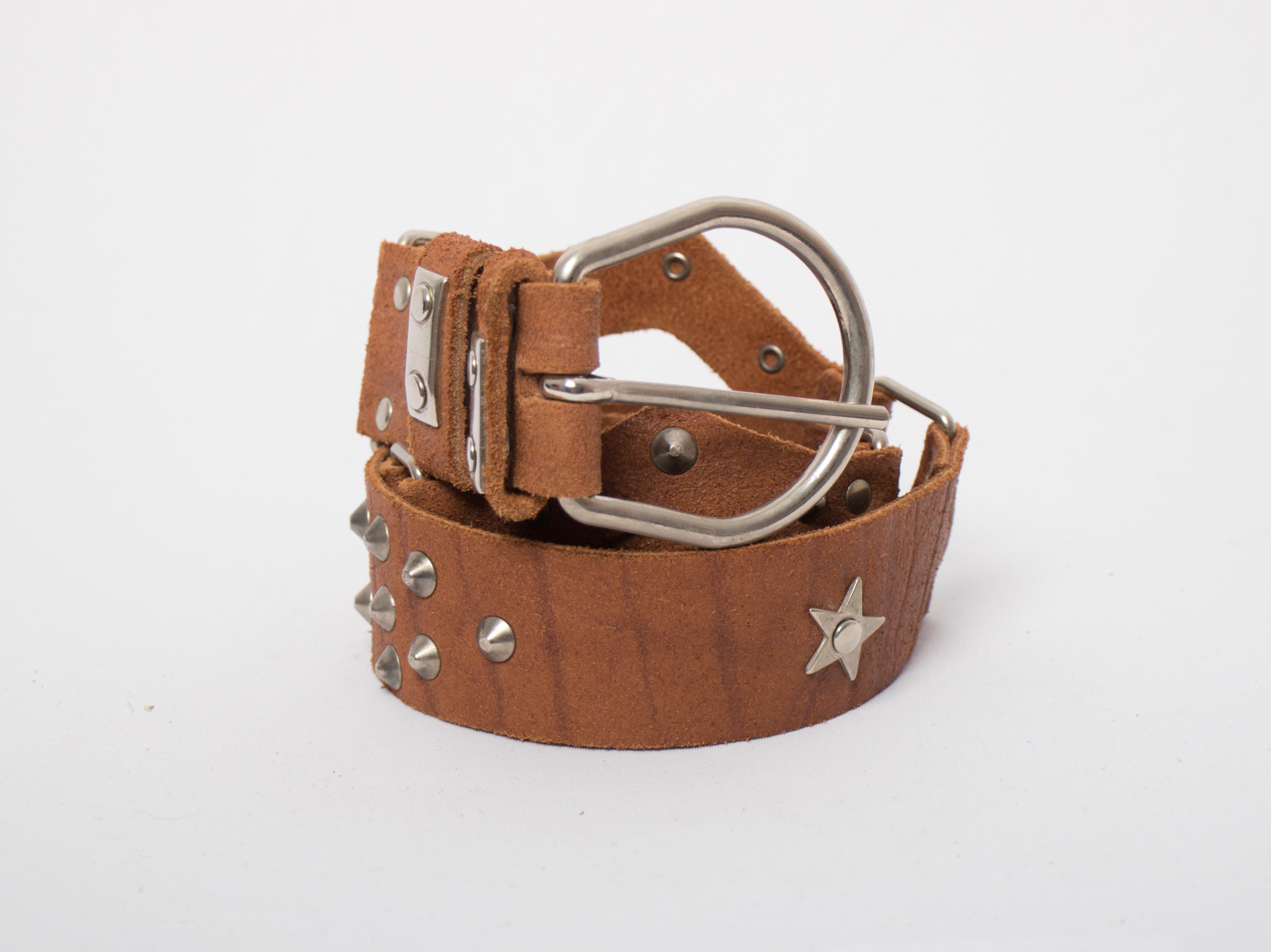 Leatherock Wide Studded Leather Belt Brown Western Boho Statement Size L LEATHEROCK Leather Wide Belts for Women for sale | eBay main image 4