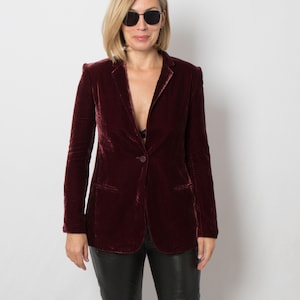 Vintage PINKO Purple Velvet Blazer Back Slit Size XS Gift for Girlfriend Daughter Wife Petite