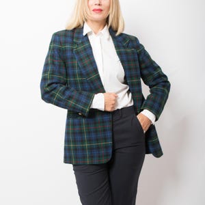 Blazer de lana a cuadros escoceses Pendleton vintage de los años 80 y 90, fabricado en EE. UU., talla M. Regalo para novia o esposa.