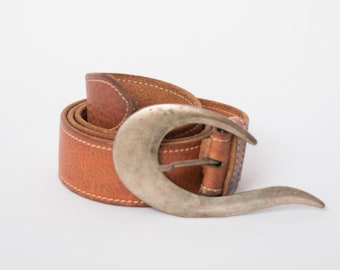Aridza Bross Brown Suede Leather Decorative Belt Vintage Brown Leather Belt Aridza Bross Paris Sculptural  main image 2