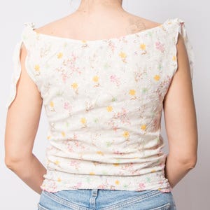 Vintage Intimissimi Cotton Floral Embroidered Blouse Top Size S image 6