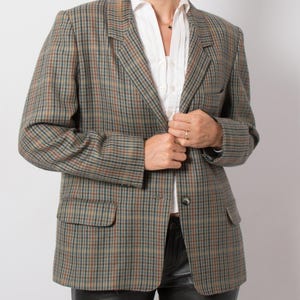 Vintage Houndstooth Plaid Blazer Tweed Large Size Smart Academia Preppy Professor Style Gift