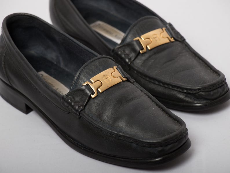 Vintage Etienne Aigner Soft Leather Black Loafers EU 38 image 8