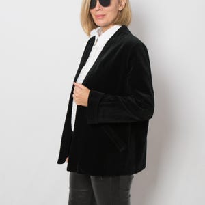 Vintage Black Velvet Kimono Jacket Open Front Relaxed fit Size M